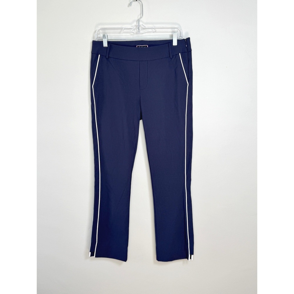 Golftini Golf Pants Women M Navy Blue White Piping Side Nylon Stretch Sporty